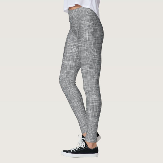 Legging Padrão de Linho Tweed Cinza Escuro (Esquerda)
