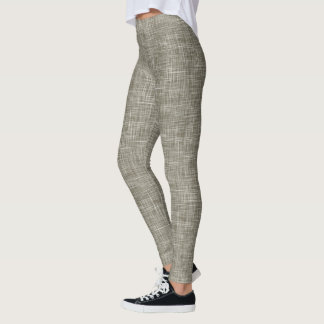 Legging Padrão de Linho Tweed Marrom