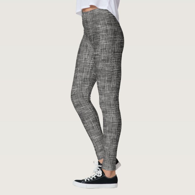 Legging Padrão de Linho Tweed Preto (Esquerda)