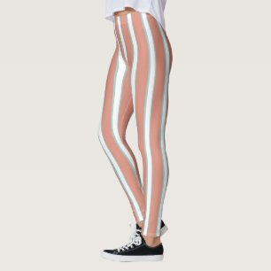 Legging Padrão de listras azuis, rosa e branca