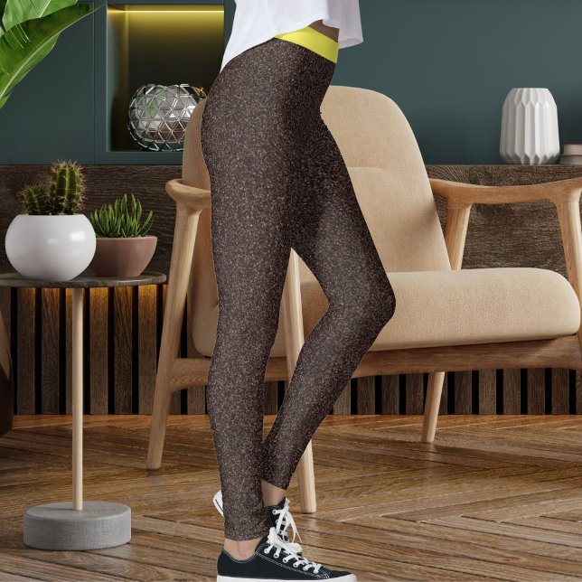 Legging Padrão de Listras com Brilho Amarelo Marrom Fofo (Criador carregado)