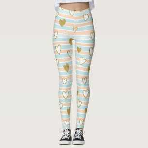 Legging Padrão de Listras Coração Pastel Brilho (15)