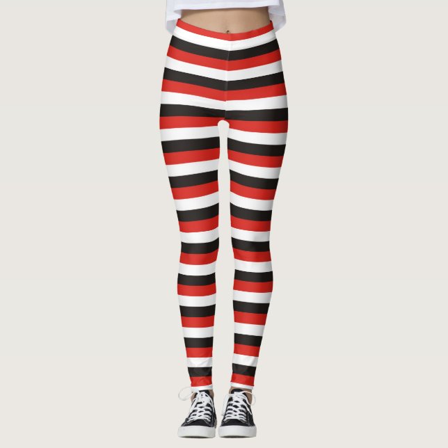 Legging padrão de listras da bandeira de amsterdã vermelho (Frente)