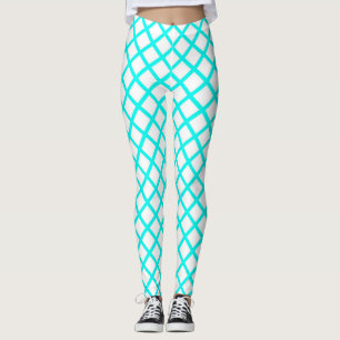 Legging Padrão de Listras de Diamante Harlequim Branco Tur