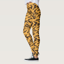 Legging Padrão de Listras Laranja Cinza Escuro de Tigre An