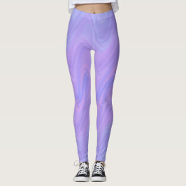 Legging Padrão de Listras Onduladas Roxas e Rosas