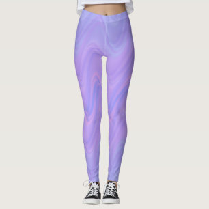 Legging Padrão de Listras Onduladas Roxas e Rosas