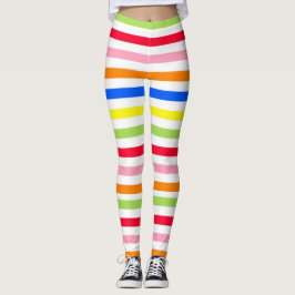 Legging Padrão de Listras Vibrantes e Coloridas Design 