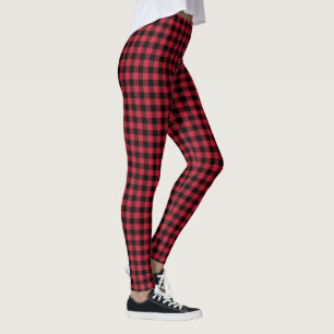 Legging Padrão de Lumberjack de Xadrez de Buffalo Vermelho