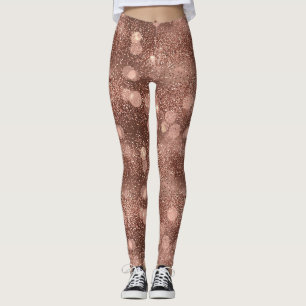 Legging Padrão de Luxo Brilho Dourado Rosa