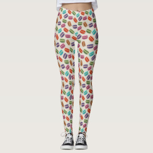 Legging Padrão de Macarões Coloridos Bonitos com Bolinha