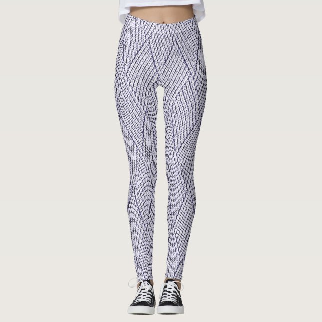 Legging Padrão de Malha com Diamante Falso Cinza Prata (Frente)