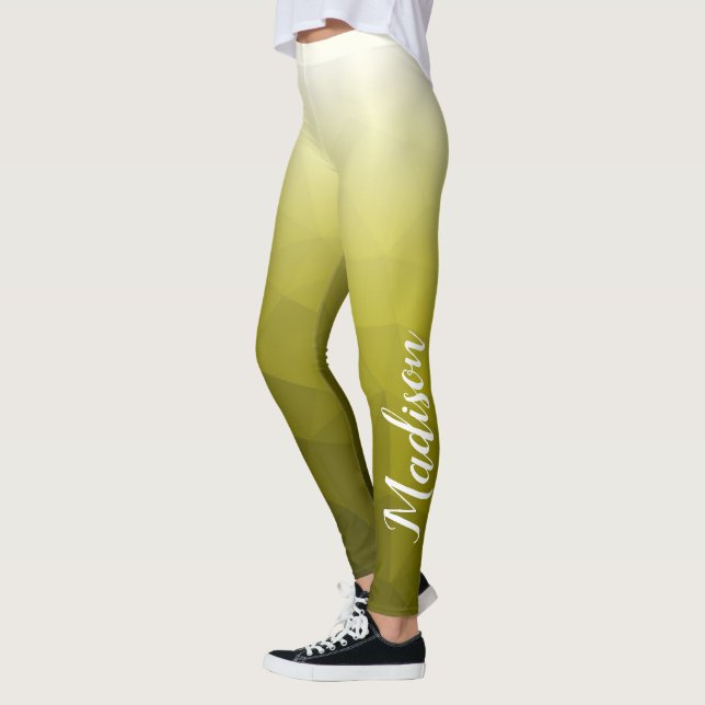 Legging Padrão de malha geométrica gradiente amarelo Nome  (Esquerda)