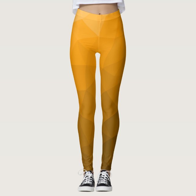 Legging Padrão de malha geométrica gradiente laranja Monog (Frente)