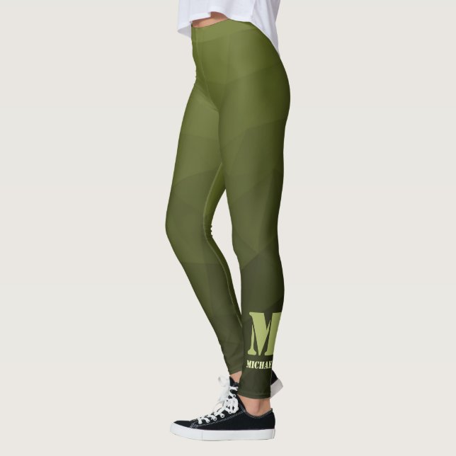 Legging Padrão de malha geométrica oliva verde do exército (Esquerda)