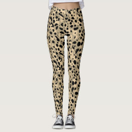 Legging Padrão de manchas de leopardo bege marrom abstrato