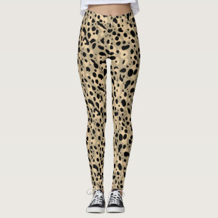 Legging Padrão de manchas de leopardo bege marrom abstrato
