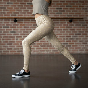 Legging Padrão de Manchas de Leopardo Glam Safari Dourado 