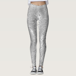 Legging Padrão de manchas-leopardo selvagens na moda Silve