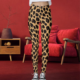 Legging Padrão de manchas pretas e marrons de pele de leop