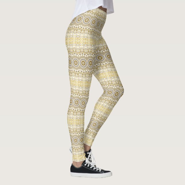 Legging Padrão de Mandala Amarelo Dourado (Direita)