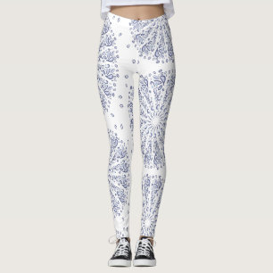 Legging Padrão de mandala azul