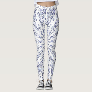 Legging Padrão de mandala azul
