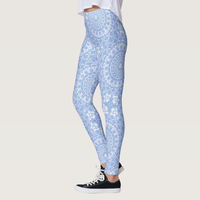Legging Padrão de Mandala Azul Centáurea (Esquerda)