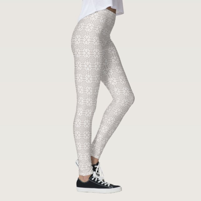 Legging Padrão de Mandala cinza e Branco (Direita)