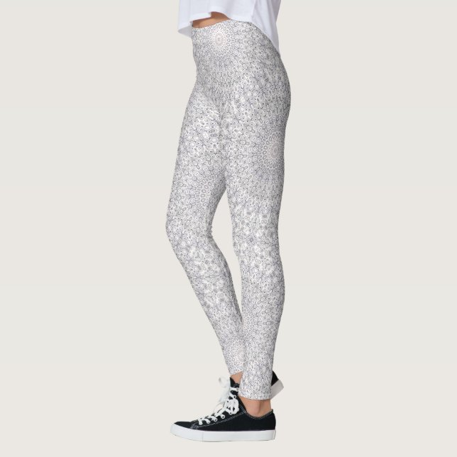 Legging Padrão de Mandala Cinza e Lilás (Esquerda)