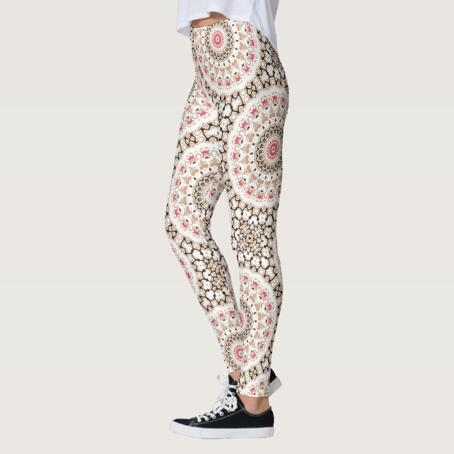 Legging Padrão de Mandala cor-de-rosa castanho e Rosa (Esquerda)