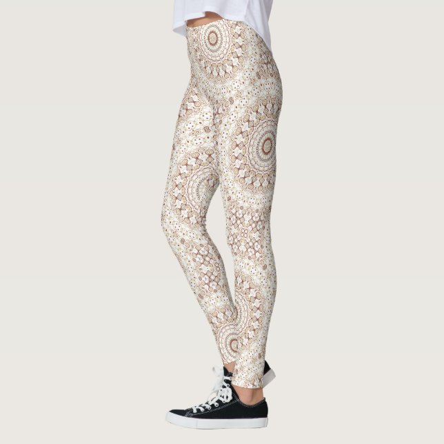 Legging Padrão de Mandala Geométrico em Tons Terrosos (Esquerda)