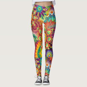 Legging Padrão de Mandala Geométrico Psicodélico