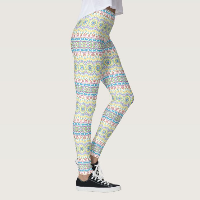 Legging Padrão de Mandala Multicolorido Colorido (Direita)