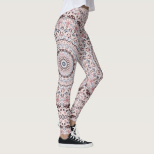 Legging Padrão de Mandala Rosa e Azul Boho