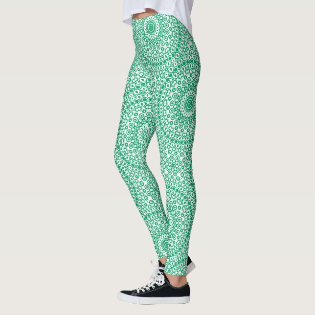 Legging Padrão de Mandala Verde Jade (Esquerda)