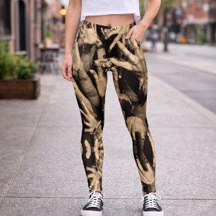 Legging Padrão de mãos em sépia surrealista design artísti
