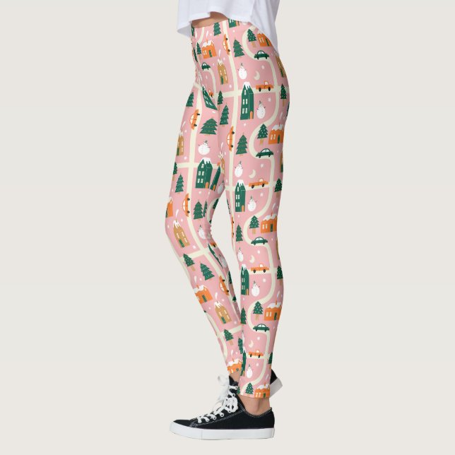 Legging Padrão de Mapa de Férias da Cidade de Natal (Esquerda)