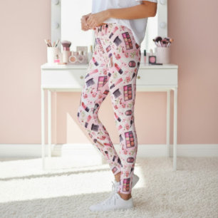Legging Padrão de Maquiagem Inspirado em Artista de Beleza