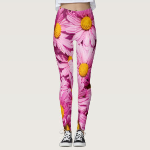 Legging Padrão de margarida rosa