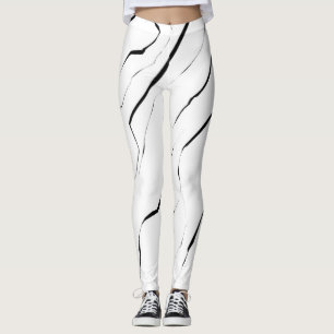 Legging Padrão de mármore branco preto único moderno