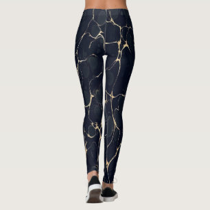 Legging Padrão de Mármore Escuro Abstrato Estilo Tinta Álc