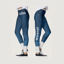 Legging Padrão de mármore moderno l Azul marinho l Treino
