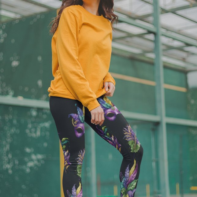 Legging Padrão de Máscara de Carnaval Deixa Aquarela (Criador carregado)