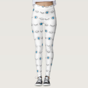 Legging Padrão de Mati Nazar Mau de Olhos Azuis de Prata