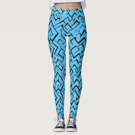 Legging Padrão De Meander Azul Claro | Maze Moderno