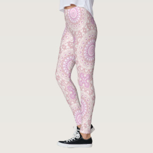 Legging Padrão de Medalhão Pintado em Pinks Suaves