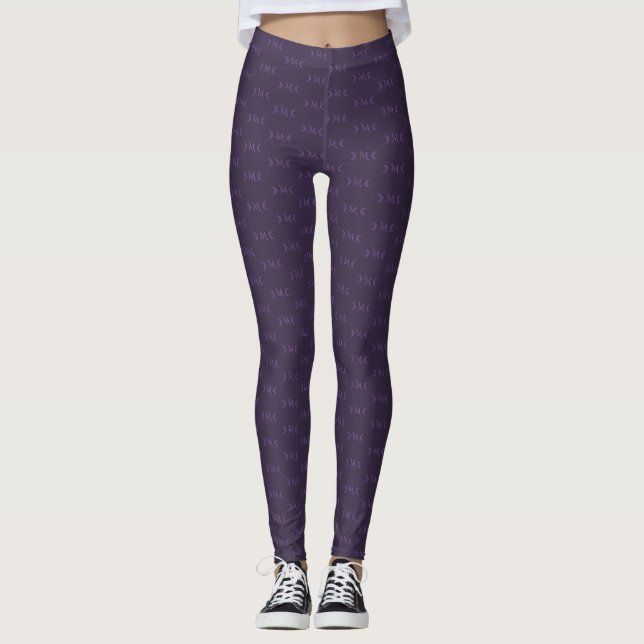 Legging Padrão de Monograma das Moons Violetas Dusty (Frente)