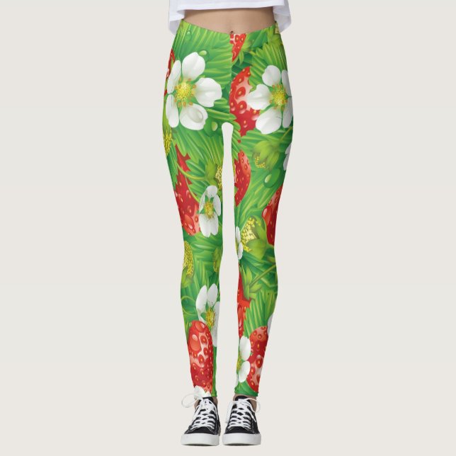 Legging Padrão de morango (Frente)