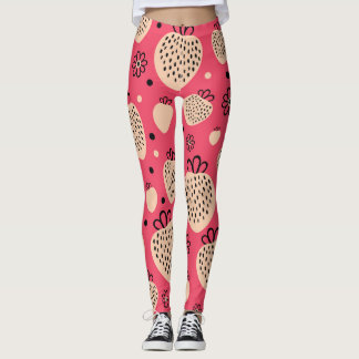 Legging Padrão de morango cor-de-rosa: design doce sem cos